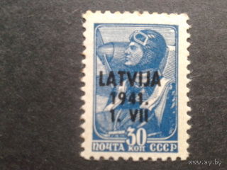 Латвия 1941 фашистская оккупация, надпечатка
