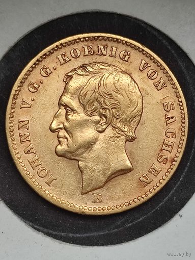 Монета 20 марок 1872 г. Саксония. Иоган V. Золото. Редкая.