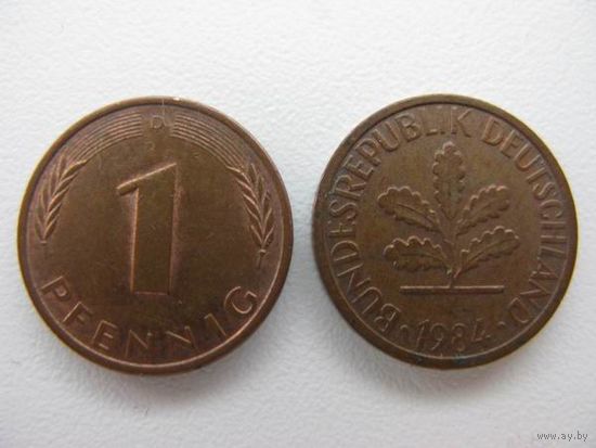 Германия  1 пфенниг 1984 D  ( имеются почти все года и монетные дворы )