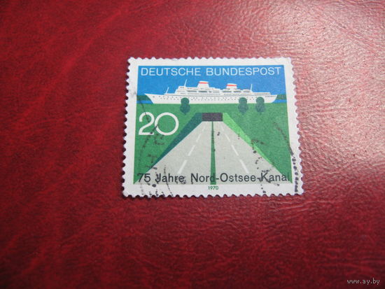 Марка 75-летию Кильский канал 1970 года Германия