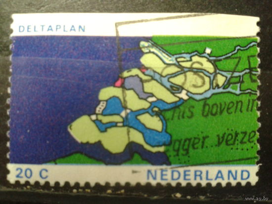 Нидерланды 1972 Карта страны, марка из буклета с обрезом