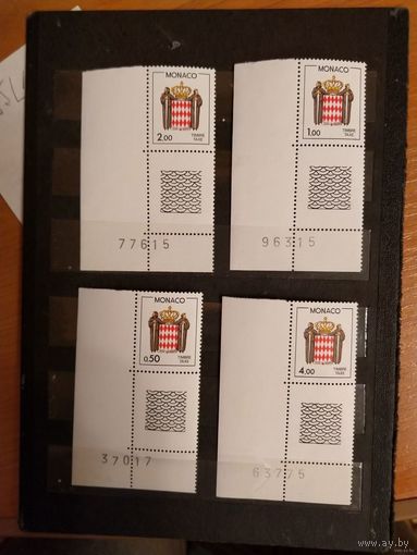 Княжество Монако герб серия доплатные с купонами и номерами печатного листа чистые клей MNH** (4-13)