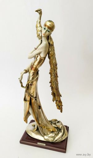 Статуэтка Дама с павлином в серебре. Giuseppe Armani (Дж. Армани). Винтаж. Италия