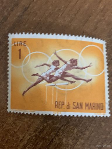 Сан Марино 1963. Олимпиада Токио-1964. Бег с препятствиями. Марка из серии