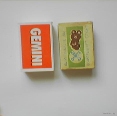 Спичечные коробки: Олимпийский Мишка (Спортлото, официальный талисман маскот ХХII Олимпийские Игры, Москва-80, mascot), GEMINI.