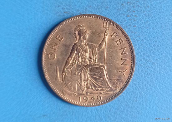 Великобритания 1 пенни 1949 год Георг VI без IND IMP состояние