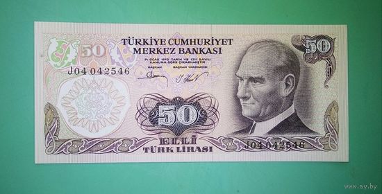 Банкнота 50 лир Турция 2005 г.