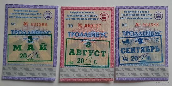 Проездной Бобруйск 2013-2019 гг. Цена за 1 шт.