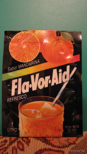 Этикетка от растворимого напитка Fla-Vor-Aid (мандарин).