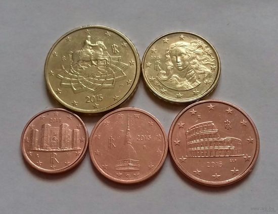 Набор евро монет Италия 2015 г. (1, 2, 5, 10, 50 евроцентов)