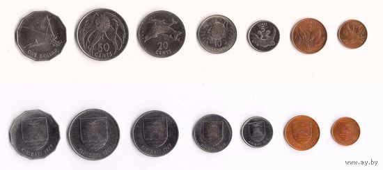 КИРИБАТИ 1979 год. РЕДКИЙ Полный НАБОР 7 монет (1, 2, 5, 10, 25 и 50 центов и 1 Доллар) UNC. Первый год чекана