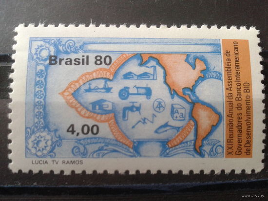Бразилия 1980 Карта Америки и Бразилии**