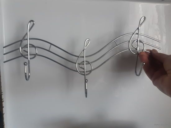 Вешалка с крючками музыкальная скрипичные ключи Из нержавейки.