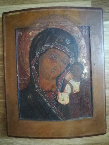 Икона Божией матери Казанская, 19 век, подписана мастером