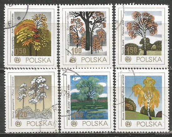 Польша. Природа. Деревья. 1978г. Mi#2569-74. Серия.