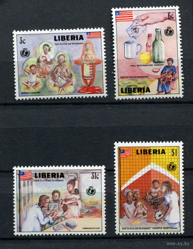 Либерия - 1988 - Компания выживания детей ООН - [Mi. 1400-1403] - полная серия - 4 марки. MNH.