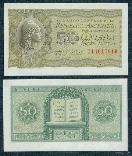 Аргентина 50 сентаво 1950 год. UNC