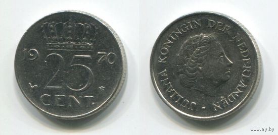 Нидерланды. 25 центов (1970, XF)