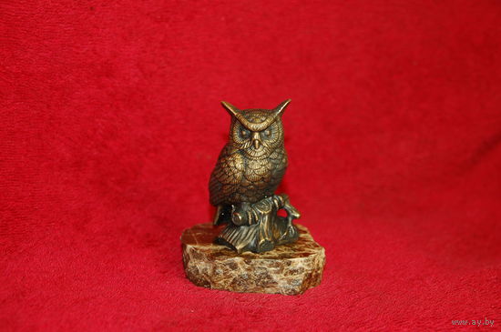 Статуэтка филин или сова, бронза на мраморе