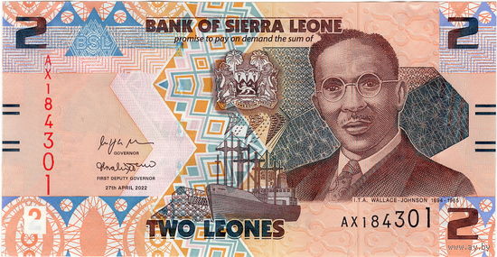 Сьерра-Леоне, 2 леоне, 2022 г., UNC