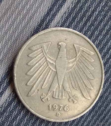 5 марок 1976 D ФРГ Германия 5 ДМ  (  D 	Мюнхен  )