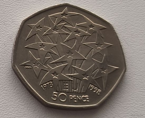 Великобритания 50 Пенсов 1998 25 лет Великобритания в ЕС 4-9-30