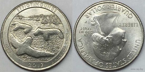 25 центов(квотер) США 2017г P, Национальный памятник Эффиджи-Маундз