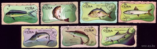 7 марок 1971 год Куба Рыба 1721-1727