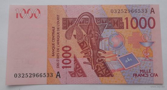 Кот-д'Ивуар 1000 франков 2003 года UNC