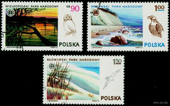Национальные парки Польша 1976 год 3 марки