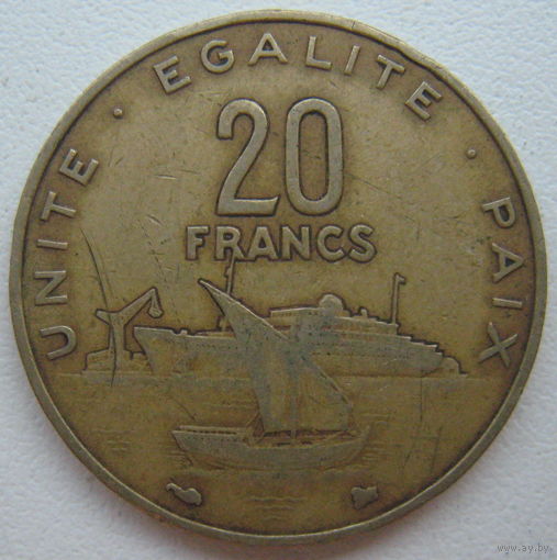 Джибути 20 франков 1996 г. (d)