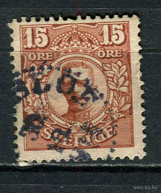 Швеция - 1911/1919 - Король Густав V 15 О - [Mi.73] - 1 марка. Гашеная.  (Лот 50CY)