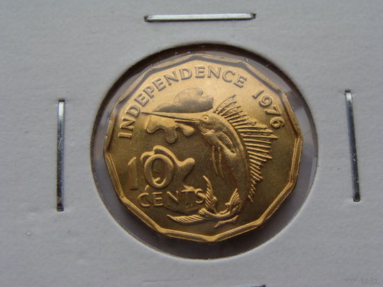 Сейшельские острова. 10 центов 1976 год  КМ#23 "Рыба-меч"   Тираж: 209.000 шт
