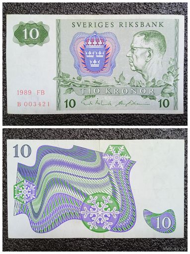 10 крон Швеция 1989 г.