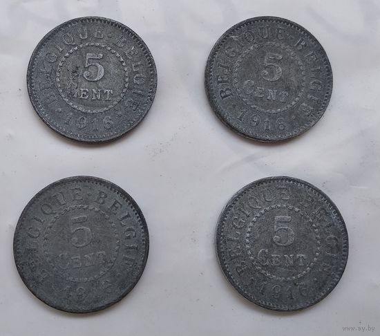 Бельгия 5 сантимов, 1916  5-6-22*25