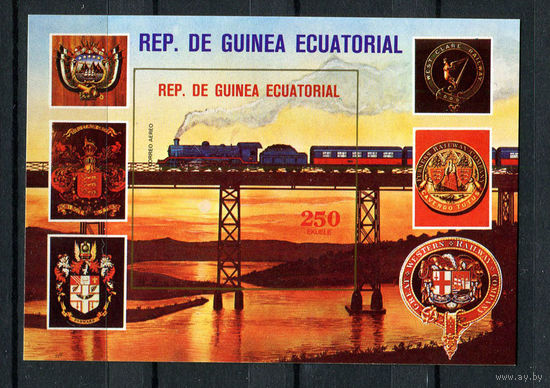 Экваториальная Гвинея - 1978 - Локомотивы - [Mi. bl. 307] - 1 блок. MNH.