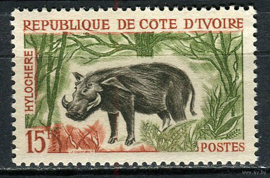 Кот-д 'Ивуар - 1964 - Фауна. Большая лесная свинья 15F - [Mi.263] - 1 марка. MNH.  (Лот 94EM)-T7P10