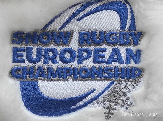 Шапка-ушанка болельщика регби. Snow rugby European championship.