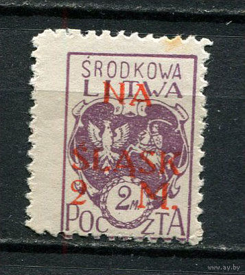 Центральная Литва - 1921 - В фонд референдума по Силезии. Надпечатка NA SLASK 2M на 2M - [Mi.25A] - 1 марка. MLH.  (LOT AM33)