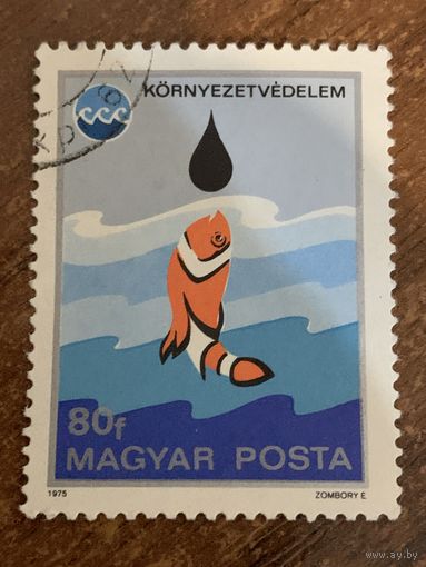 Венгрия 1975. Загрязнение воды. Охрана окружающей среды. Марка из серии