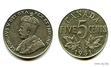 Канада 5 центов 1931 СОСТОЯНИЕ KM29