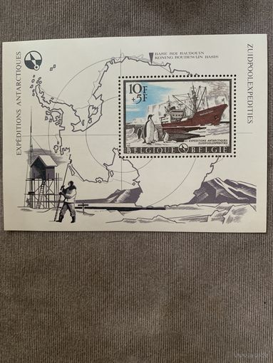 Бельгия 1966. Экспедиции в Антартиду. Исследования фауны. Блок