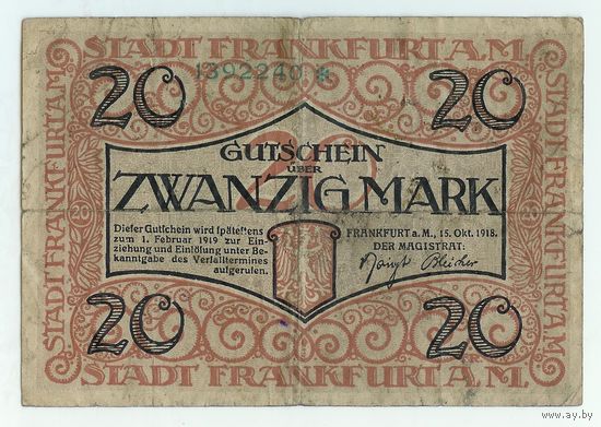 Германия (Франкфурт), 20 марок 1918 год