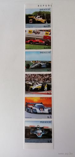 Парагвай 1983. Гоночные автомобили. Полная серия. Сцепка