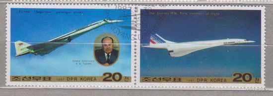 Авиация самолеты КНДР Корея 1987 год  лот 7 сцепка