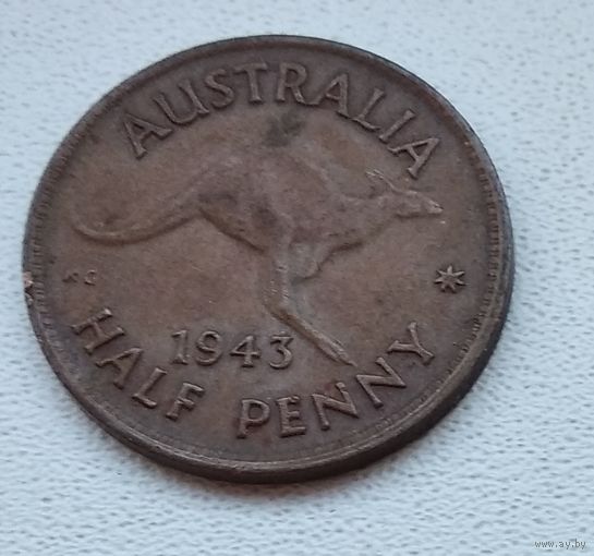 Австралия 1/2 пенни, 1943  - Без точки 6-14-30
