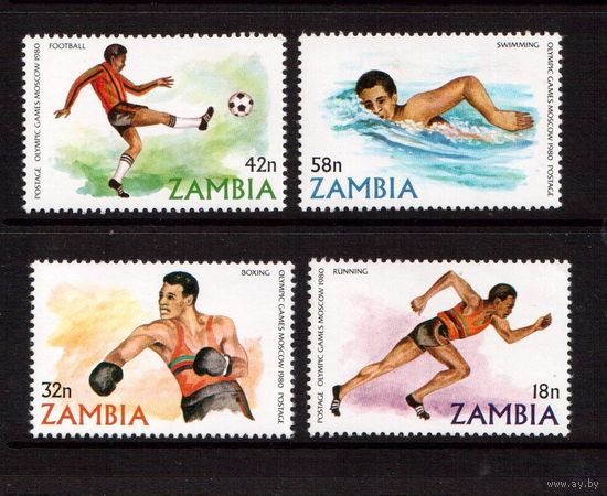 Замбия-1980(Мих.225-228) ,** ,  Спорт, ОИ-1980,Футбол,(полная серия)