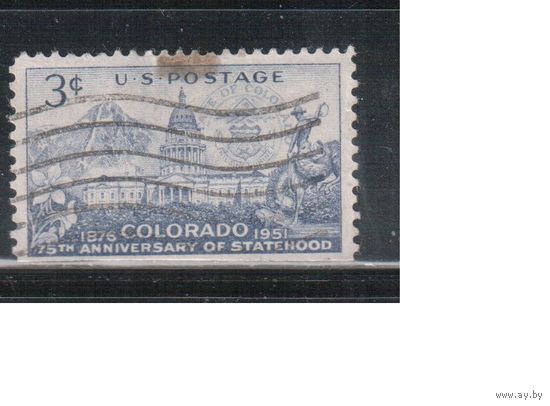 США-1951, (Мих.619), гаш. , Штат Колорадо (одиночка),