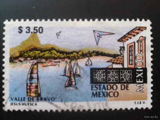 Мексика 1997 туризм, озеро, парусники