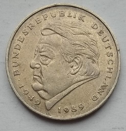 Германия 2 марки 1990 г. D. Франц Йозеф Штраус, 40 лет Федеративной Республике (1949-1989)